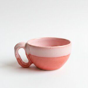 CREATION - Handcrafted  Pink Ceramic Mug - coffee  cup - Small lattee
